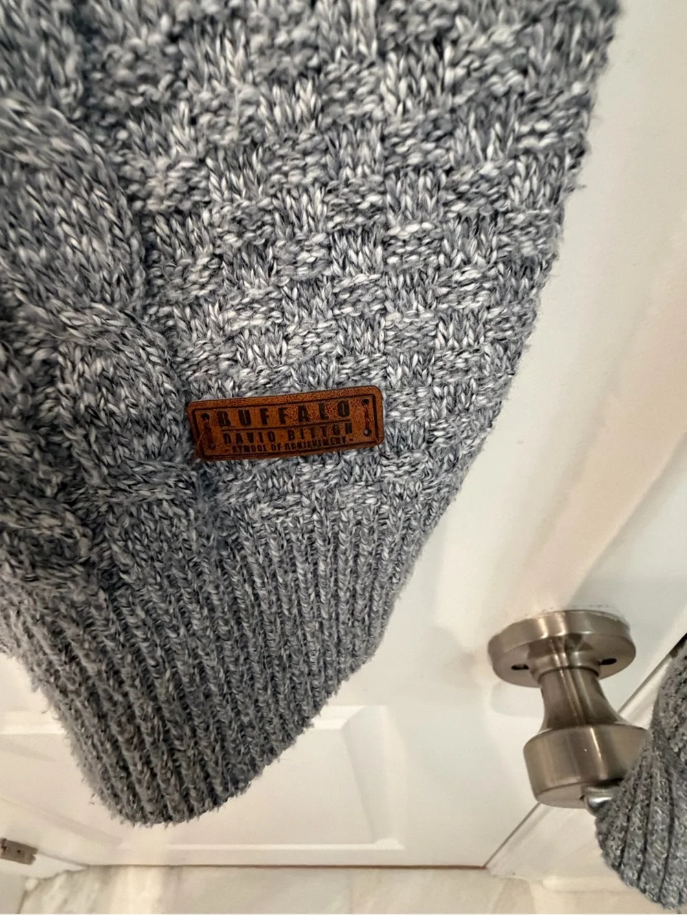 Buffalo David Bitton Men Gray Cable Knit Turtleneck Sweater